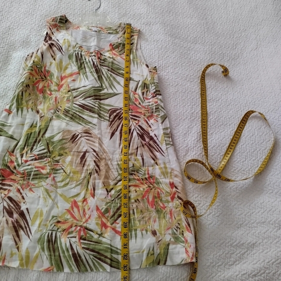 J. Jill Dress Shift Sundress Linen Tropical Palms Pockets Sz S Petite - Picture 10 of 10
